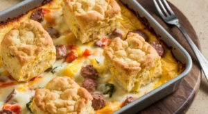 Breakfast casserole with biscuits