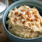 Cottage-cheese-cookie-dough, in a bowl with a spoon .