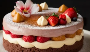 Mousse cake, sponge cake base