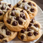 Freshly-baked Nestle chocolate chip cookies on a cooling rack.