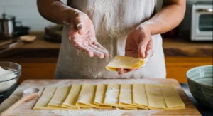 Lasagna-noodles being prepped for cooking.