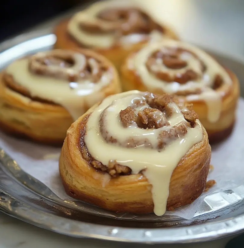 Close-up of soft cinnamon rolls with golden-brown tops.