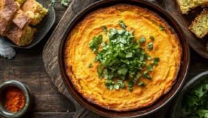 Southern cornbread served in a cast-iron skillet with butter.