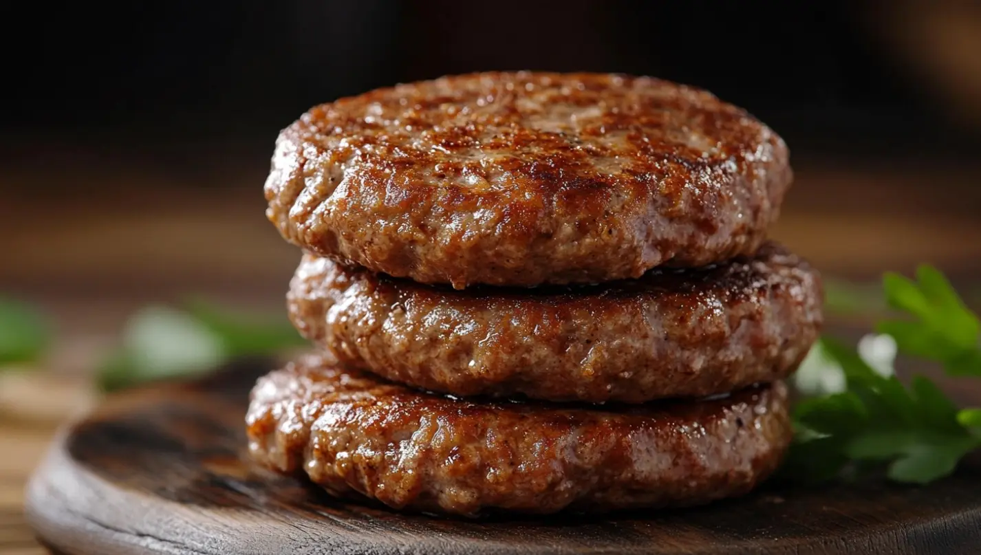 A plate of homemade beef patties with golden, flaky crusts and savory beef filling.