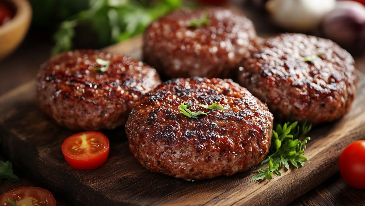 A juicy beef patty with melted cheese, lettuce, and tomato on a bun, grilled to perfection.