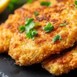 Comparison between chicken cutlets and thin-sliced chicken breasts, side by side on a wooden board.