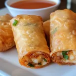 Shrimp egg rolls fried to golden perfection served with dipping sauce.