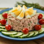 Healthy tuna salad with avocado and vegetables served in a lettuce wrap.