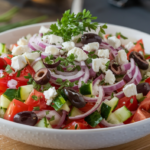 A bottle of Mediterranean salad dressing made with olive oil, lemon, and herbs.