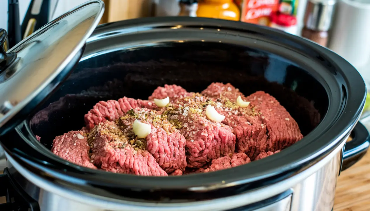 How long does it take to cook ground beef in a crockpot on high?