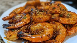 Barbecue shrimp in a spicy butter sauce served with French bread.