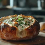 New England clam chowder and Boston clam chowder bowls side by side.