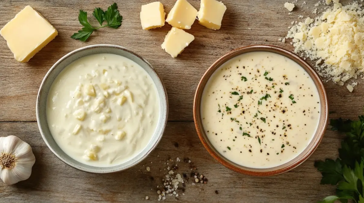 Difference between Alfredo sauce and garlic Parmesan sauce